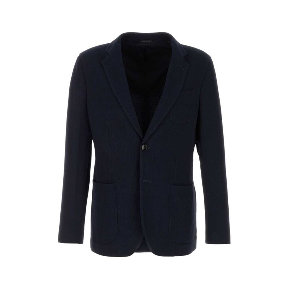 Giorgio Armani Men Navy Blue Jersey Blazer
